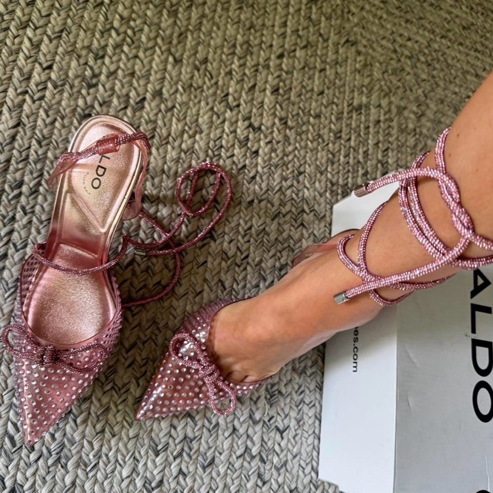ALDO Sparkling Pink Lace-Up Heels
